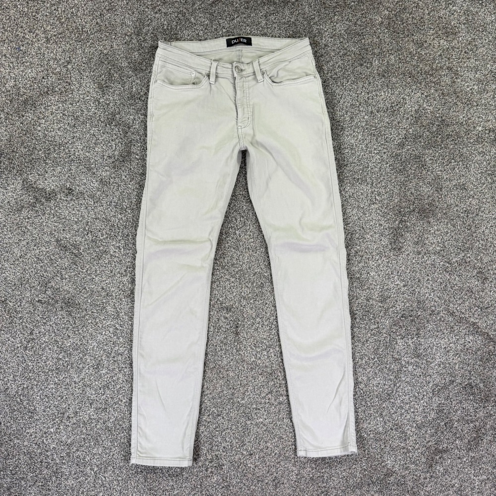 DU/ER Performance Denim Slim Fit Pants Light Gray Mens 32x32 Stretch Trousers